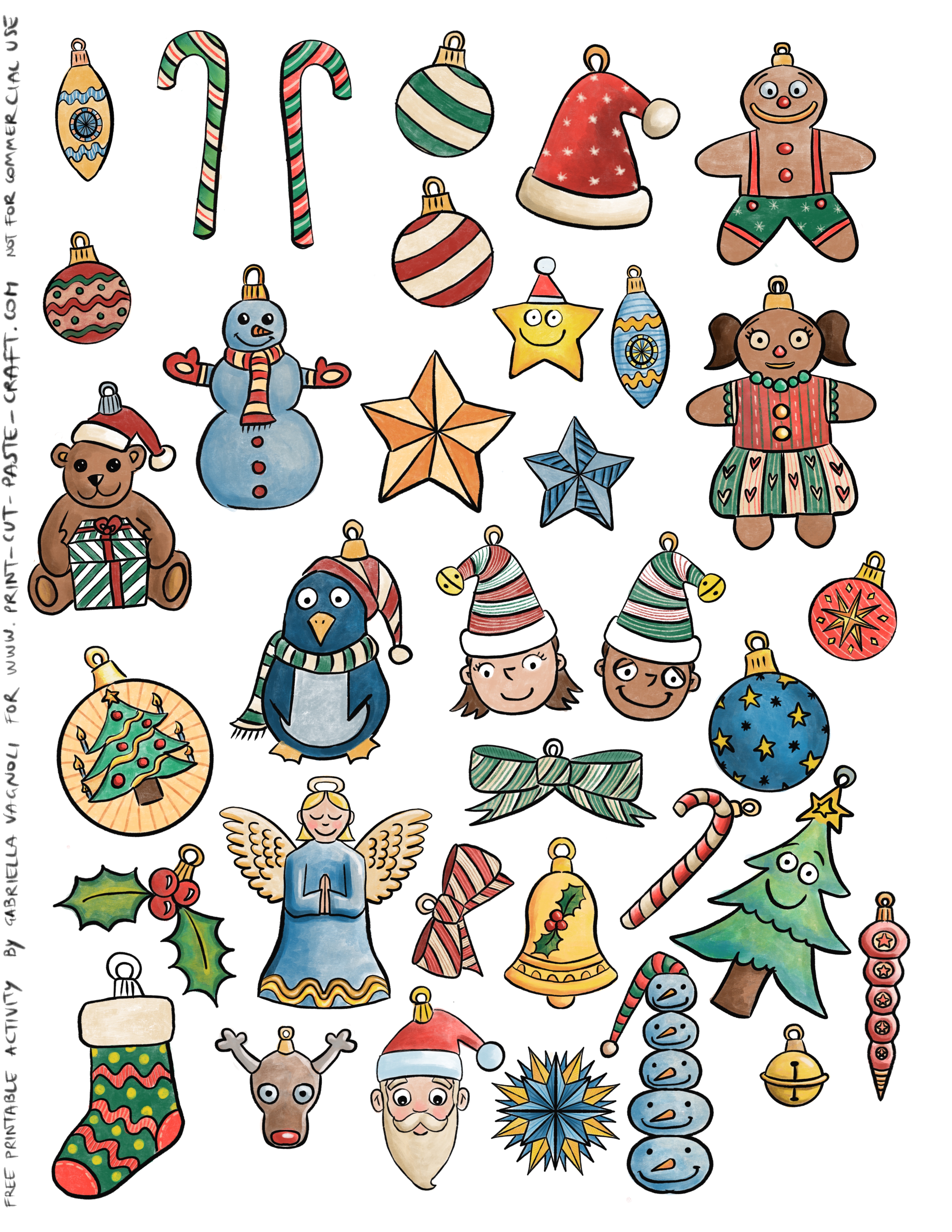 free printable color ornaments: cut and paste your christmas tree